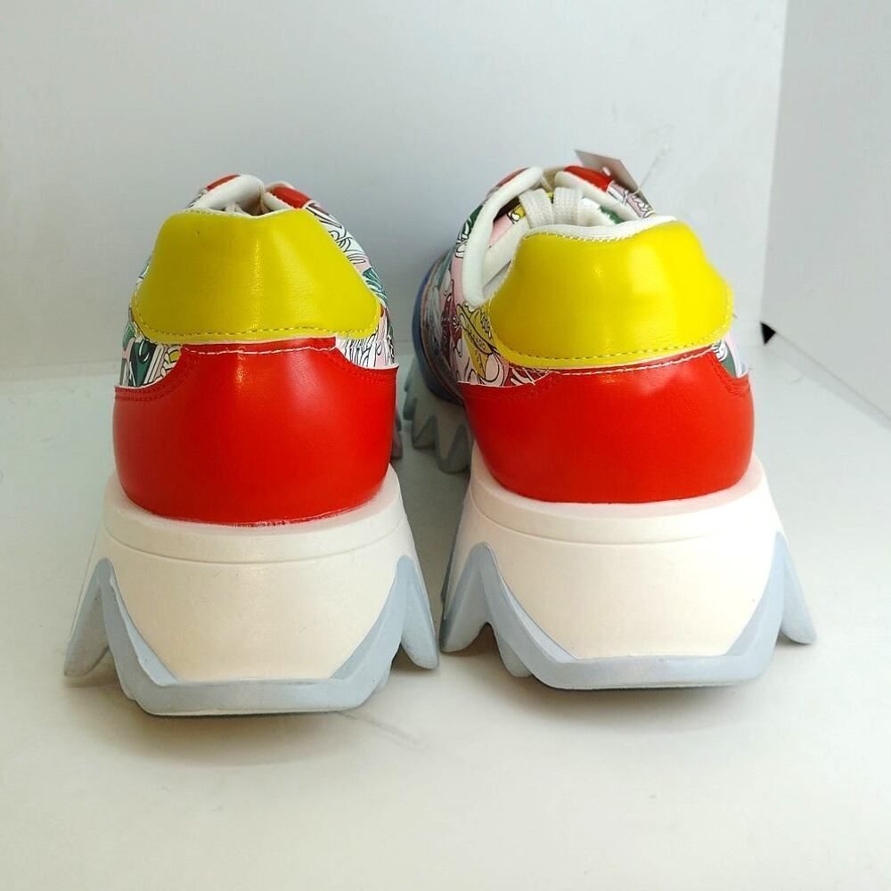 Women's Multicolor Patterned Sneakers with Blue Toe and Red Accents - Picture 4 of 5